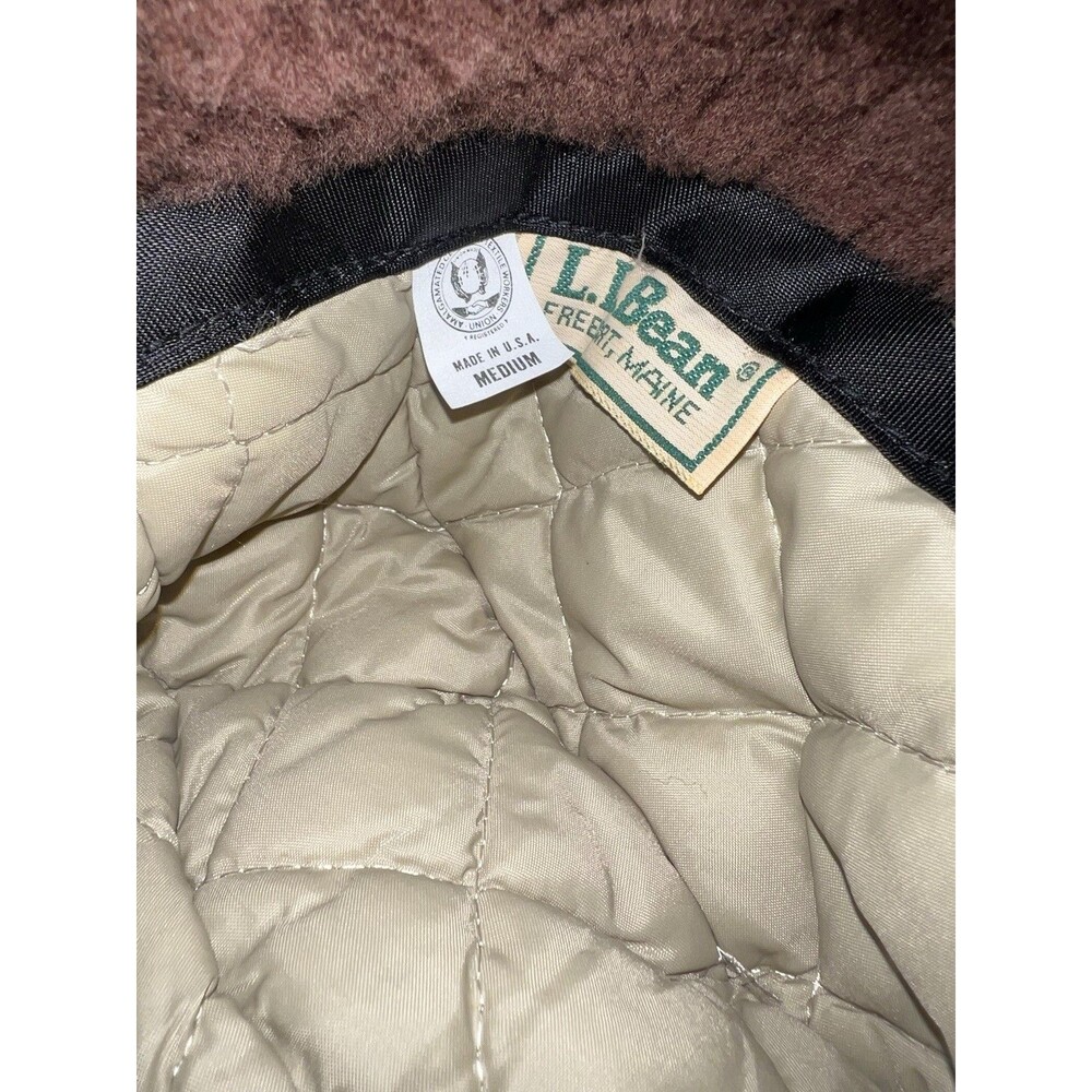 Vintage LL Bean Hunters Hat Quilted Fur Lined w/Ear Flaps Tan Medium USA 80s 70s - Picture 7 of 7